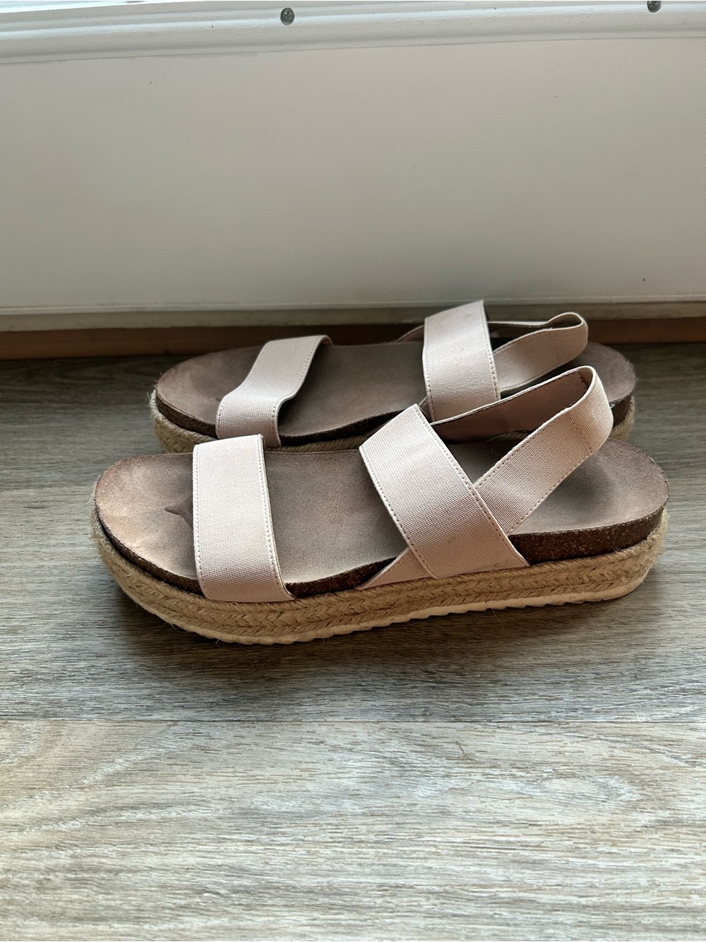 Womens Blush Pink Platform Espadrille Sandals